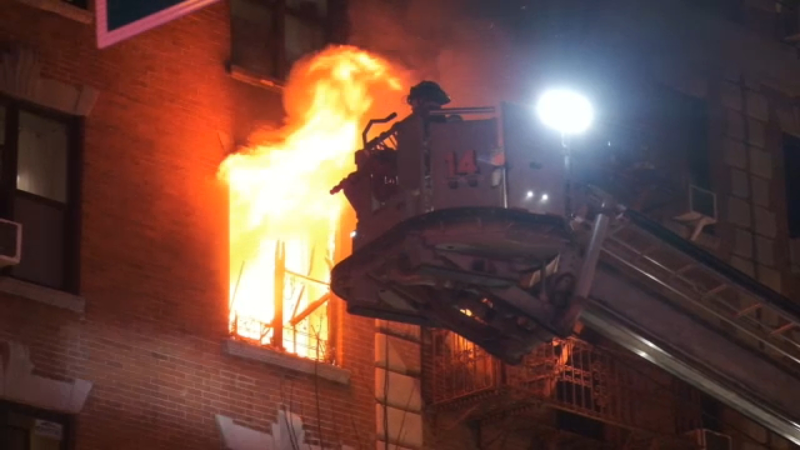 A fire in Washington Heights injures nine people, including three firefighters.